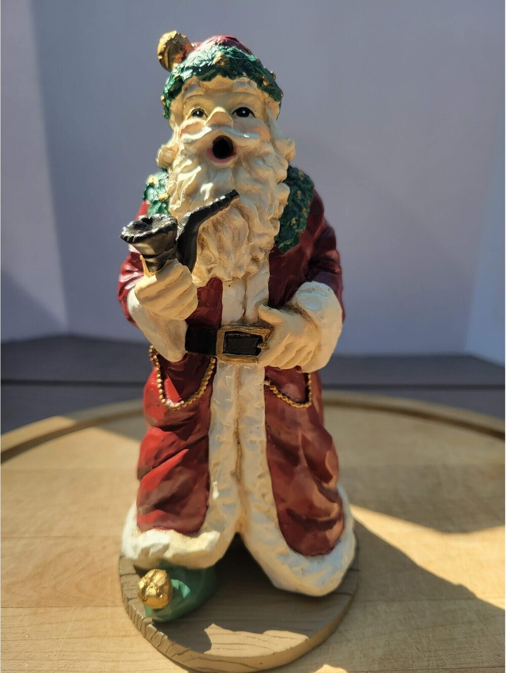 Red Santa Claus Incense Burner Smoking Pipe Figurine Christmas Holiday Decor